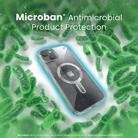 Speck Presidio Lux Grip ClickLock & Magsafe - pouzdro pro iPhone 15 Plus (čiré / chromované provedení / stříbrná barva)