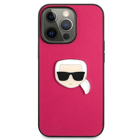 Karl Lagerfeld PU Leather Karl's Head Metal - iPhone 13 Pro Max Case (pink)