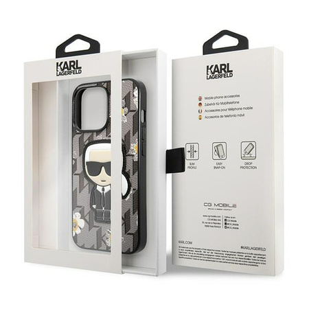 Karl Lagerfeld Iconic Karl Flower - Coque pour iPhone 13 Pro (gris)