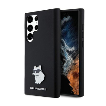 Karl Lagerfeld Silicone Choupette Metal Pin - Tasche Samsung Galaxy S24 Ultra (czarny)