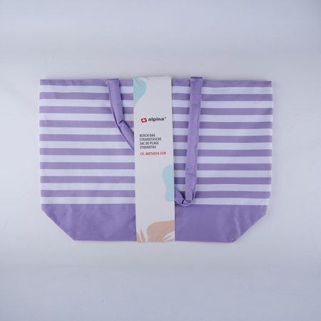 Alpina - Striped Beach Bag 49.3x16x34 cm (Purple / White)