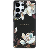 Guess Grained Flower Pattern MagSafe - étui pour Samsung Galaxy S25 Ultra (noir)