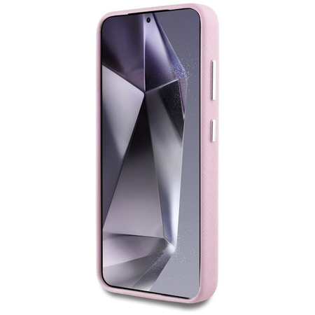 Karl Lagerfeld Saffiano Full Wrapped Elongated Metal Logo MagSafe - Case for Samsung Galaxy S25+ (pink)