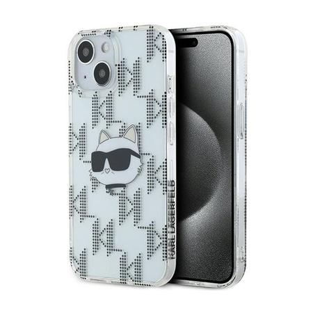 Karl Lagerfeld IML Choupette Head & Monogram - Coque iPhone 15 / 14 / 13 (Transparent)