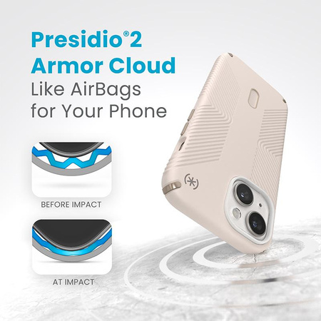 Speck Presidio2 Grip ClickLock & MagSafe - Coque iPhone 16e / iPhone 15 / iPhone 14 / iPhone 13 (Bleached Bone / Heirloom Gold / Hazel Brown)