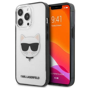 Karl Lagerfeld Choupette Head - Coque iPhone 13 Pro (transparent / cadre noir)