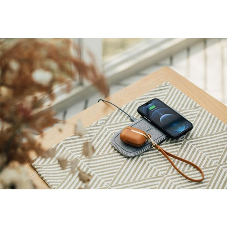Moshi Sette Q - Duales drahtloses induktives Qi-Ladegerät für iPhone und Android (Nordisches Grau)