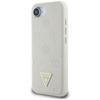 Guess Gekörnte Heißprägung Pfingstrose Dreieck Logo MagSafe - Hülle für iPhone 16e (beige)