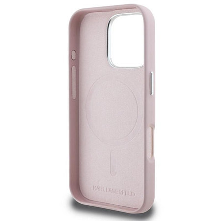 Karl Lagerfeld FW Metallplatte MagSafe - iPhone 16 Pro Tasche (rosa)