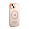 Guess Gold Outline Transluzent MagSafe - Hülle für iPhone 14 Plus (Pink)