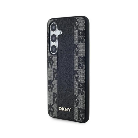 DKNY Leather Checkered Mono Pattern MagSafe - Pouzdro pro Samsung Galaxy S24 (Černá)
