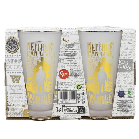 Harry Potter - Zestaw dwóch szklanek w ozdobnym pudełku z kolekcji Golden Magic 490 ml