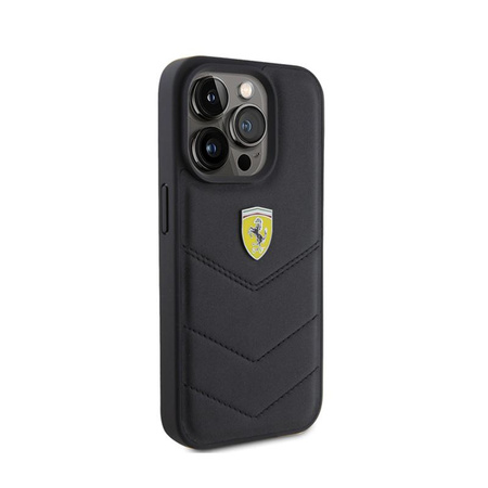 Ferrari Quilted Metal Logo - Case for iPhone 15 Pro  (Black)