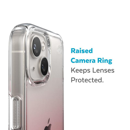 Speck Presidio Perfect-Clear + Ombre - Coque pour iPhone 15 Plus / 14 Plus avec revêtement MICROBAN (Clear / Vintage Rose Fade)