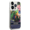 Guess Liquid Glitter Flower - Hülle für iPhone 14 Pro Max (Blau)