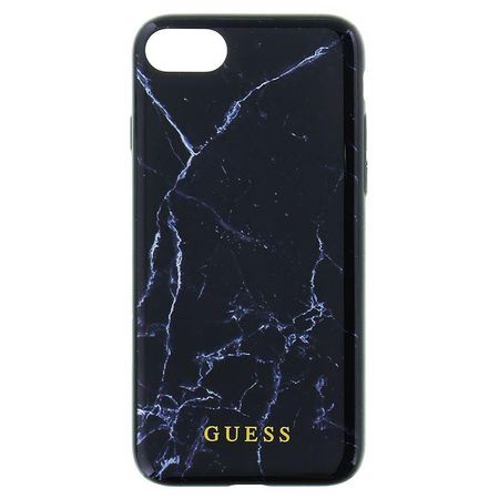 Guess Marble Tempered Glass Hardcase - iPhone 8 / 7 Case (black)