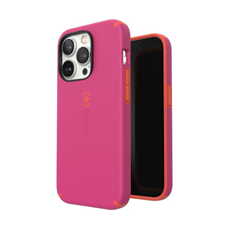 Speck CandyShell Pro - pouzdro pro iPhone 14 Pro s povrchovou úpravou MICROBAN (Digital Pink / Energy Red)