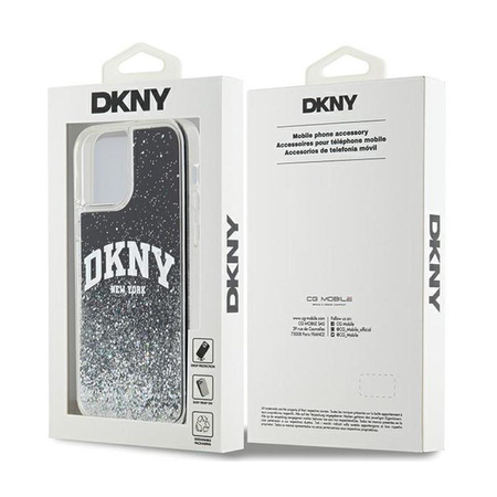 DKNY Liquid Glitter Big Logo - pouzdro pro iPhone 12 / iPhone 12 Pro (černé)
