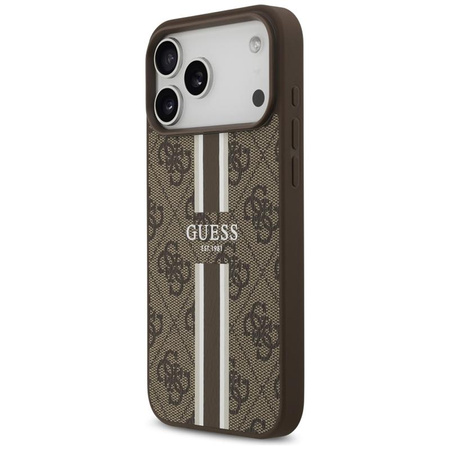 Guess 4G Printed Stripes MagSafe - Hülle iPhone 17 Pro Max (braun)