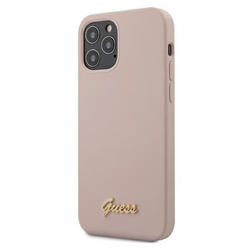 Guess Silicone Script - Coque iPhone 12 / iPhone 12 Pro (rose)