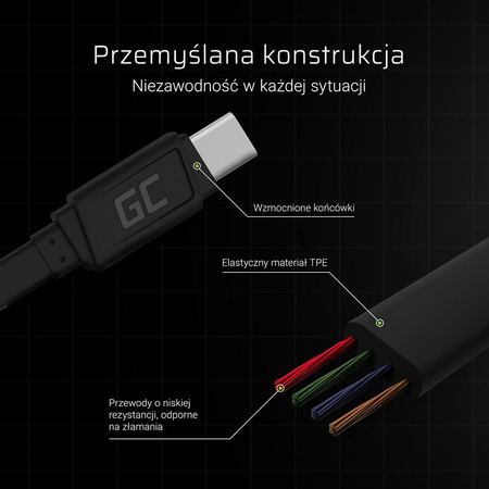 Green Cell GCmatte - USB-C cable 25 cm with fast charging support