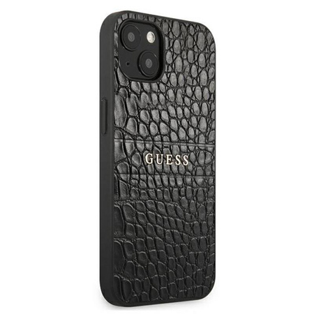 Guess Croco Stamp Lines - pouzdro pro iPhone 13 mini (černé)