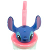 Disney Stitch - Hrnek s brčkem a 3D figurkou z kolekce Květiny 360 ml