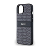 DKNY Leather Mono Stripe & Metal Logo - Etui iPhone 15 / 14 / 13 (czarny)
