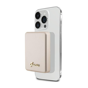 Guess Metal Script Logo MagSafe - indukční powerbanka 3000 mAh 5W MagSafe (zlatá)