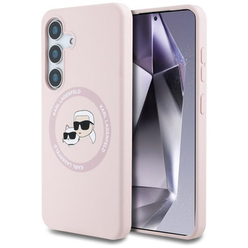 Karl Lagerfeld szilikon dupla fej és kör MagSafe - Samsung Galaxy S25 tok (rózsaszín)