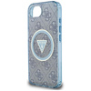 Guess IML Metal Glitter 4G Circle Triangle MagSafe - Hülle für iPhone 16e (blau)
