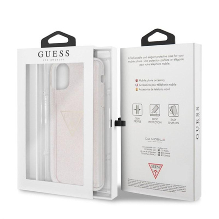 Guess Solid Glitter Triangle - Coque iPhone 11 Pro Max (Rose)