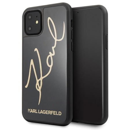 Karl Lagerfeld Double Layers Glitter Signature Case - pouzdro pro iPhone 11 (černé)