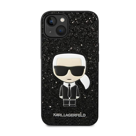 Karl Lagerfeld Glitter Flakes Ikonik - Hülle für iPhone 14 Plus (Schwarz)
