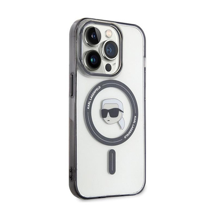 Karl Lagerfeld IML Karl Head MagSafe - Étui pour iPhone 15 Pro Max (Transparent)