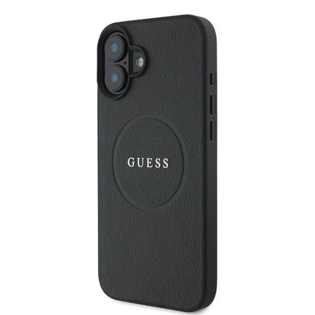 Guess Grained Ring MagSafe - Pouzdro iPhone 16 Plus (černé)