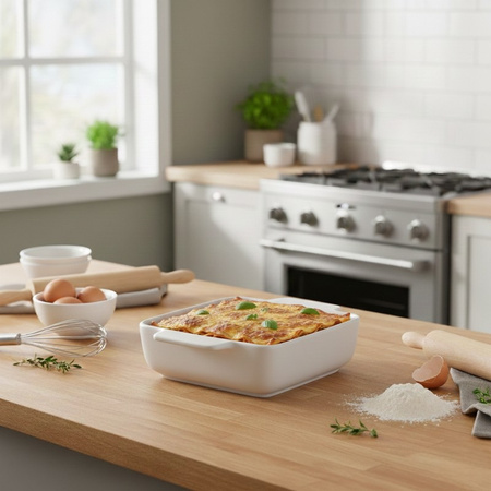 Alpina - Ceramic square ovenproof dish 21x15.8x5.8 cm (white)