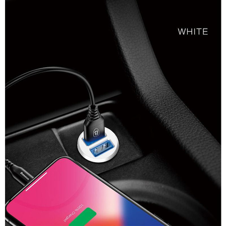 Baseus Grain - Autoladegerät 2 x USB, 5 V / 3,1 A (weiß)