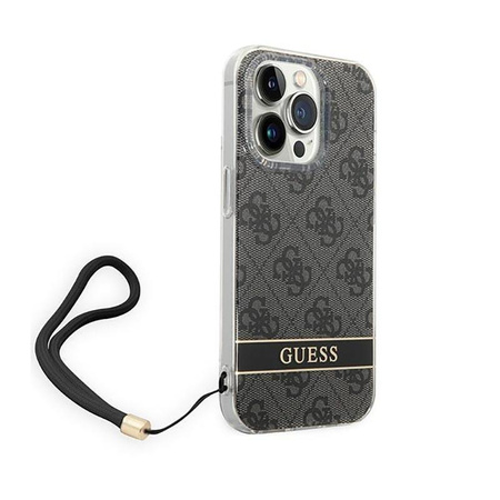 Guess 4G Print Cord - Tasche mit Lanyard iPhone 14 Pro (schwarz)