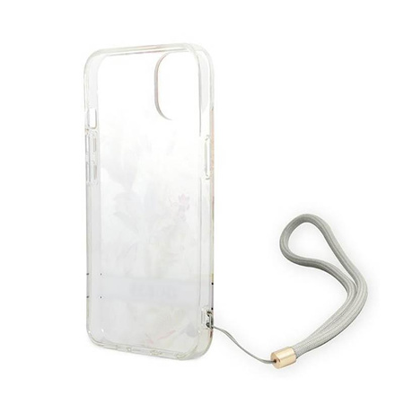 Guess Flower Cord - Tasche mit Umhängeband iPhone 14 (lila)