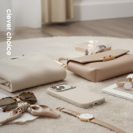 SILIKONOWE ETUI MAGSAFE DO IPHONE 17 PRO Crong BEŻOWE MAGNETYCZNE CASE