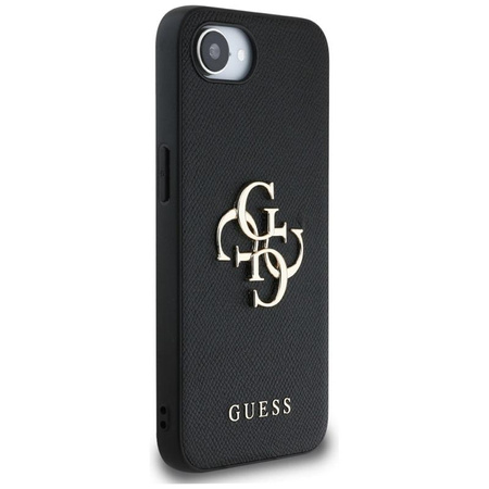 Guess Grained Big 4G Logo Small Classic Logo - Pouzdro na iPhone 16e (černé)