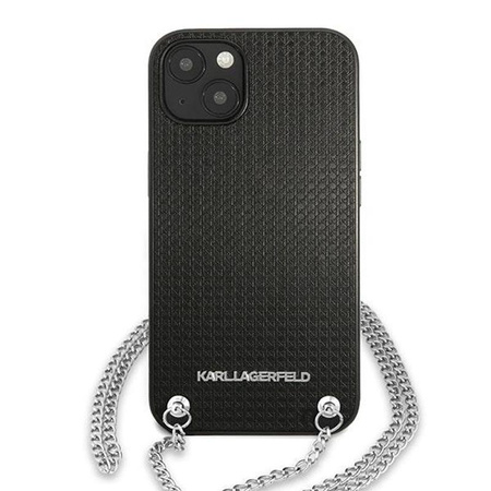 Karl Lagerfeld Leder strukturiert und Kette - iPhone 13 mini Tasche (schwarz)