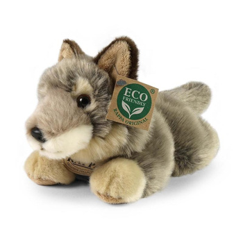Rappa - Plyšový realistický maskot Vlk ležící 20 cm Ekologicky šetrný