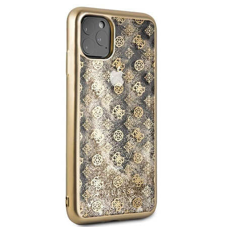 Guess 4G Peony Liquid Glitter - pouzdro pro iPhone 11 Pro Max (zlaté)