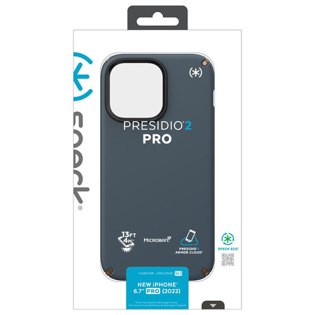 Speck Presidio2 Pro - Antibakterielles Gehäuse für iPhone 14 Pro Max (Anthrazit / Cool Bronze / Schiefer)