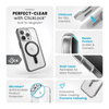 Speck Presidio Perfect-Clear ClickLock & Magsafe - Case for iPhone 15 Pro (Clear / Frosted Black / Slate Grey)