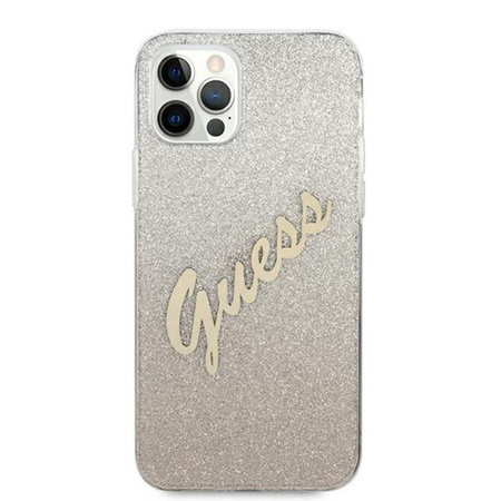 Guess Glitter Gradient Script - iPhone 12 / iPhone 12 Pro tok (arany)