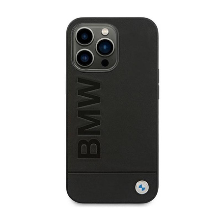 BMW Leder Hot Stamp - iPhone 14 Pro Max Tasche (Schwarz)