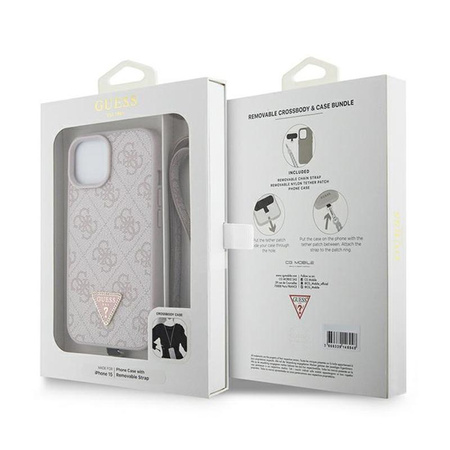 Guess Crossbody 4G Metal Logo - iPhone 15 Plus Tasche (rosa)